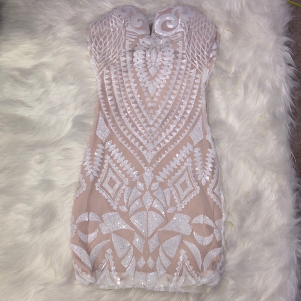 NWT: Sexy white sequins mini dress